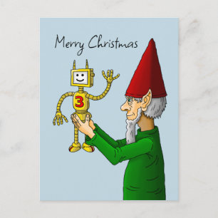 Postale Carte de Noël de lutin et de robot