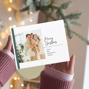 Postale Carte de Noël de photo de famille VertJoyeux Noë