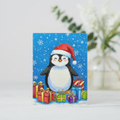 Postale Carte de Noël de pingouin joyeuse (Debout devant)
