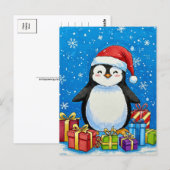 Postale Carte de Noël de pingouin joyeuse (Devant / Derrière)