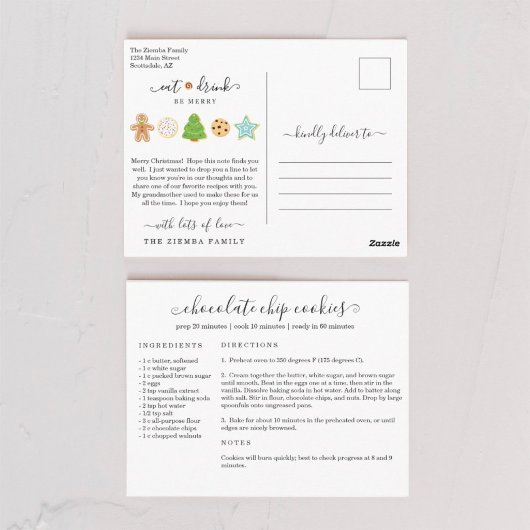 Postale Carte de Noël de recette