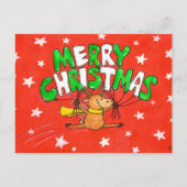 Postale Carte de Noël de rennes par Nicole Janes (Devant)