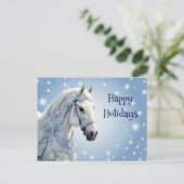 Postale Carte de Noël de vacances de cheval de flocons de  (Debout devant)