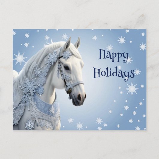 Postale Carte de Noël de vacances de cheval de flocons de  (Devant)