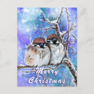 Postale Carte de Noël d'hiver des Éperviers de famille
