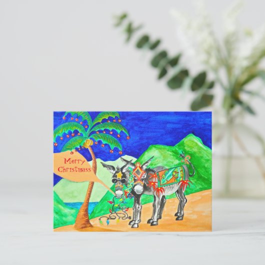 Postale Carte de Noël Donkey (Debout devant)