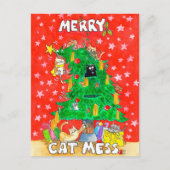 Postale Carte de Noël drôle de chat (Devant)