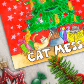 Postale Carte de Noël drôle de chat