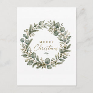 Postale Carte de Noël élégante à motif botanique d'eucalyp