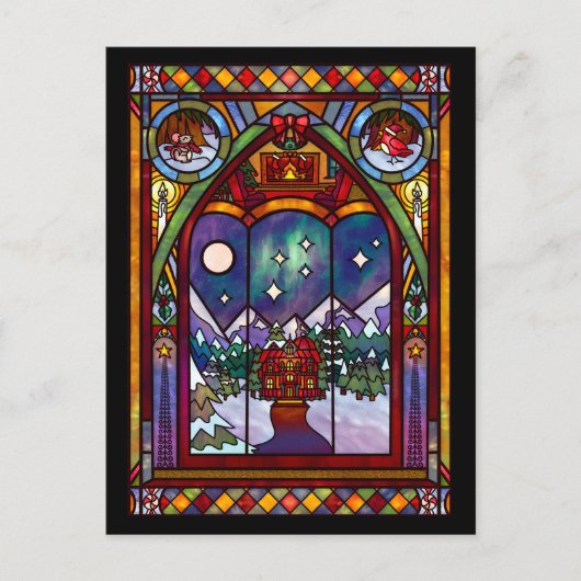 Postale Carte de Noël Fenêtres d'Hiver (Devant)