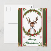 Postale Carte de Noël festive de rennes (Devant / Derrière)