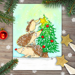 Postale Carte de Noël Hérisson Joyeux Noël par N. Janes