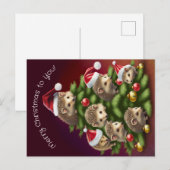 Postale Carte de Noël Hérisson Sapin (Devant / Derrière)