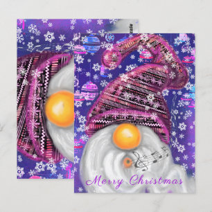 Postale Carte de Noël Joyeux Gnome En Chants Casquettes Vi