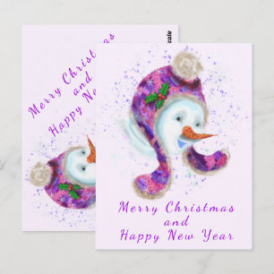 Postale Carte de Noël Joyeux Noël Bonhomme de Neige Bonne
