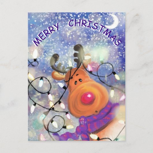 Postale Carte de Noël Joyeux renne (Devant)