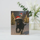 Postale Carte de Noël Labrador noir et Perdrix (Debout devant)