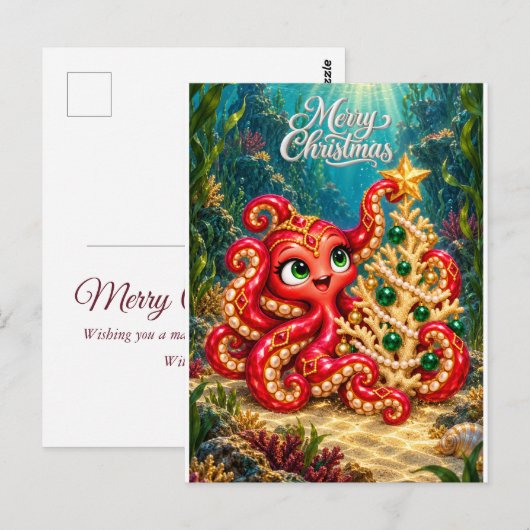 Postale Carte de Noël – L'arbre de corail enchanté d'Eva (Devant / Derrière)