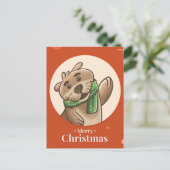 Postale Carte de Noël Loutre (Debout devant)