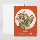 Postale Carte de Noël Loutre (Devant / Derrière)
