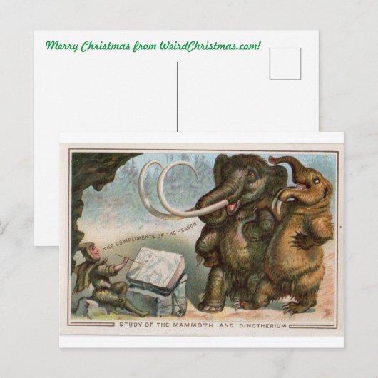 Postale Carte de Noël Mammoth et Dinotherium (Devant / Derrière)