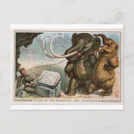 Postale Carte de Noël Mammoth et Dinotherium (Devant)