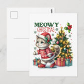 Postale Carte de Noël Meowy (Devant / Derrière)