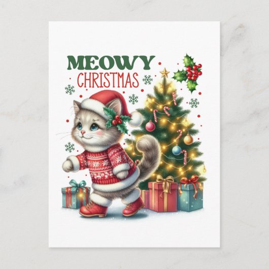 Postale Carte de Noël Meowy (Devant)