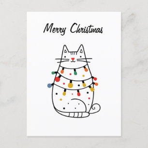 Postale Carte de Noël minimaliste Amoureux des chats