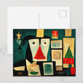 Postale Carte de Noël moderne avec sapin de Noël. (Devant / Derrière)