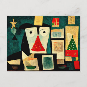 Postale Carte de Noël moderne avec un arbre de Noël.