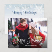 Postale Carte de Noël moderne Happy Holidays (Devant / Derrière)