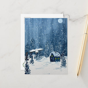 Postale Carte de Noël Pays Merveilleux enneigé