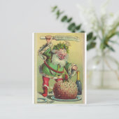 Postale Carte de Noël Père Noël Attaques Pudding (Debout devant)