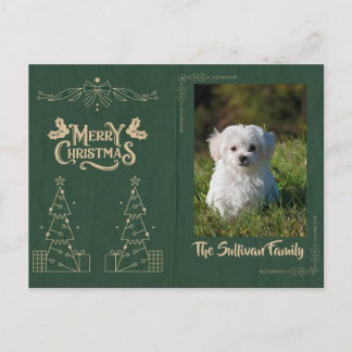 Postale Carte de Noël personnalisable avec des arbres doré