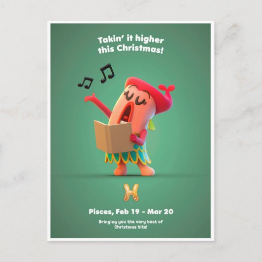 Postale Carte de Noël pour les Poissons (Devant)