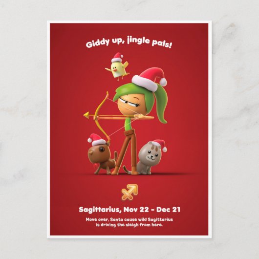 Postale Carte de Noël pour Sagittaire (Devant)