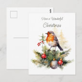 Postale Carte de Noël Rouge-Gorge (Devant / Derrière)