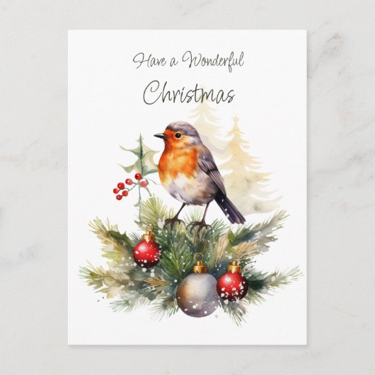 Postale Carte de Noël Rouge-Gorge (Devant)