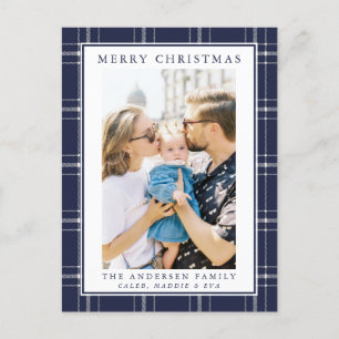 Postale Carte de Noël Rustique bleu moderne
