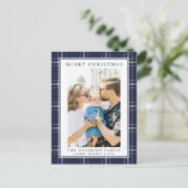 Postale Carte de Noël Rustique bleu moderne (Debout devant)