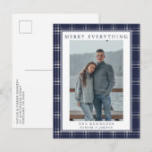 Postale Carte de Noël Rustique bleu moderne (Devant / Derrière)