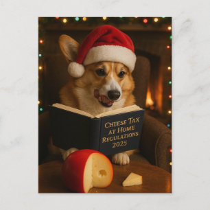 Postale Carte de Noël 'Taxe sur le fromage' Corgi
