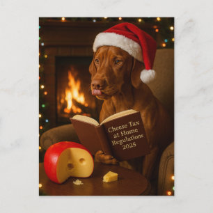 Postale Carte de Noël 'Taxe sur le fromage' pour Vizsla