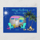 Postale Carte de Noël thème camping tropical (Devant)
