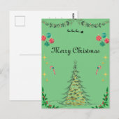 Postale Carte de Noël verte (Devant / Derrière)