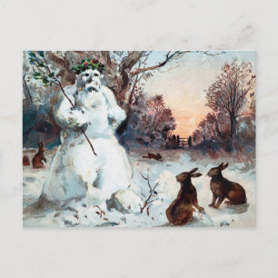 Postale Carte de Noël vintage créative de bonhomme de neig