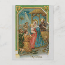 Carte de Noël vintage de la Nativité du Christ