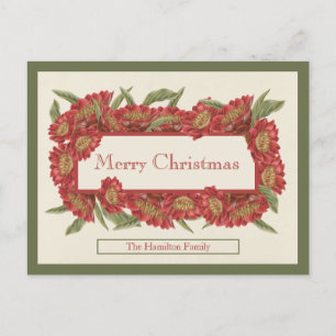 Postale Carte de Noël Vintage Floral rouge