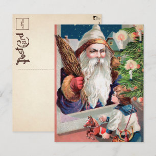 Postale Carte de Noël Vintage Mauvais Père Noël